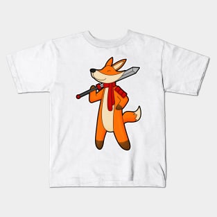 Fox as Warrior with Sword & Scarf Kids T-Shirt